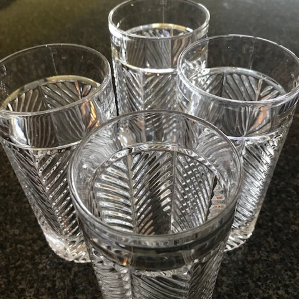 Ralph Lauren Herringbone Highball Glasses Set of 4 - Pristine!